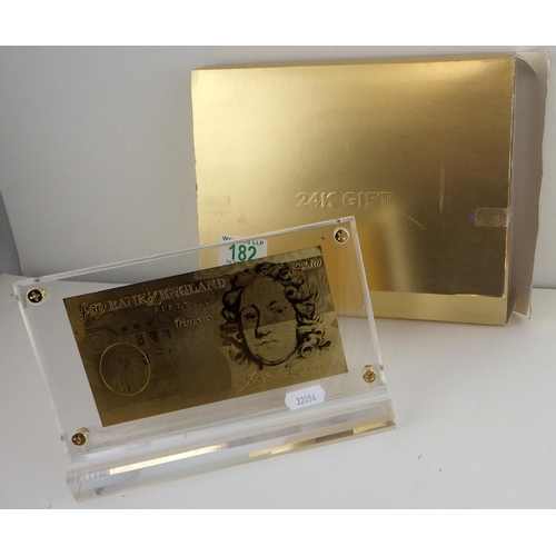 182 - A gold plated £50 plaque