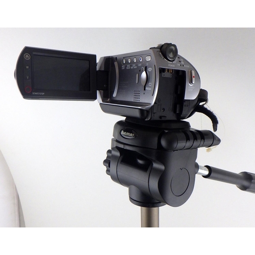 186 - A Sony Handycam HDD DCR-SR52 camera together with a hama tri-pod (2)