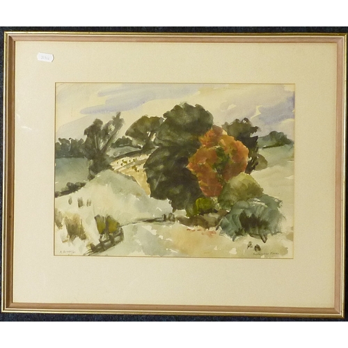 September Fields watercolour Alex Brodie signed A Brodie and