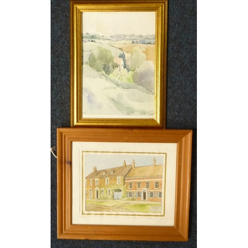 278 - Colin Lewis Don: Easingwold Main Street watercolour view, 21 x 16cm within mount and frame; Crayke, ... 