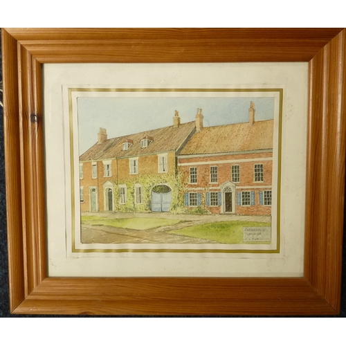 278 - Colin Lewis Don: Easingwold Main Street watercolour view, 21 x 16cm within mount and frame; Crayke, ... 