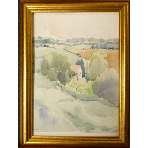 278 - Colin Lewis Don: Easingwold Main Street watercolour view, 21 x 16cm within mount and frame; Crayke, ... 