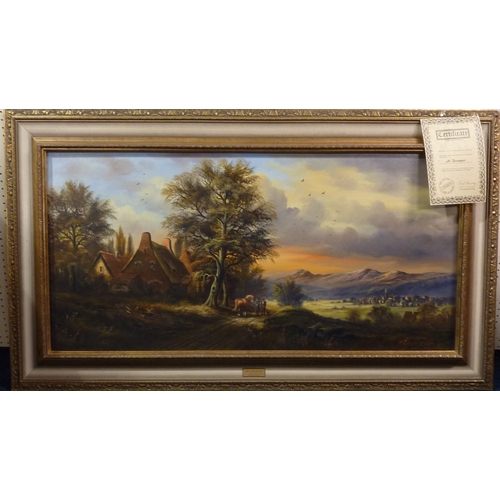 279 - H Baumgart: landscape painting on canvas, late 20th cent.  98 x 48cm within gilt frame.
