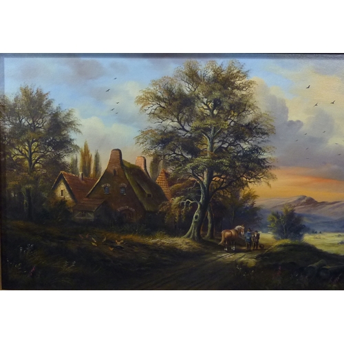 279 - H Baumgart: landscape painting on canvas, late 20th cent.  98 x 48cm within gilt frame.