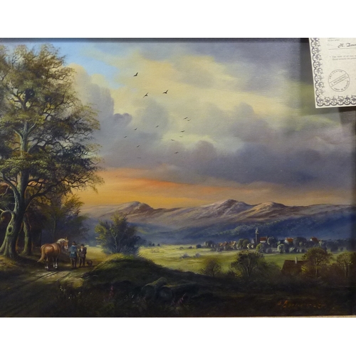 279 - H Baumgart: landscape painting on canvas, late 20th cent.  98 x 48cm within gilt frame.