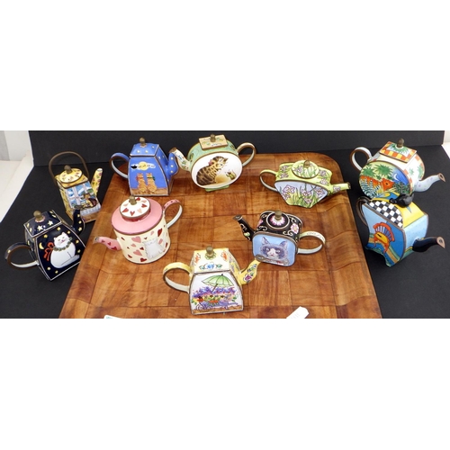286 - A group of miniature enamel teapots AF