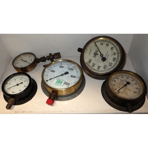 288 - A group of five misc gauges