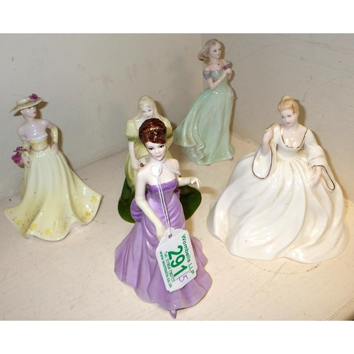 291 - Five small Coalport ladies