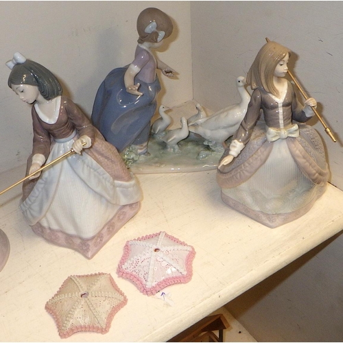 296 - group of six Lladro figures, no boxes umbrellas af