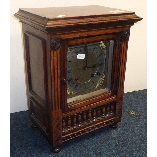 308 - A 19thC oak cased striking bracket clock