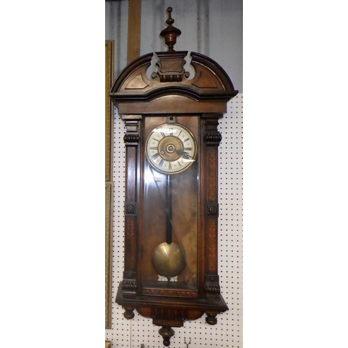 309 - A 19thC inlaid walnut Vienna wall clock together with a 1930s wall clock AF (2)