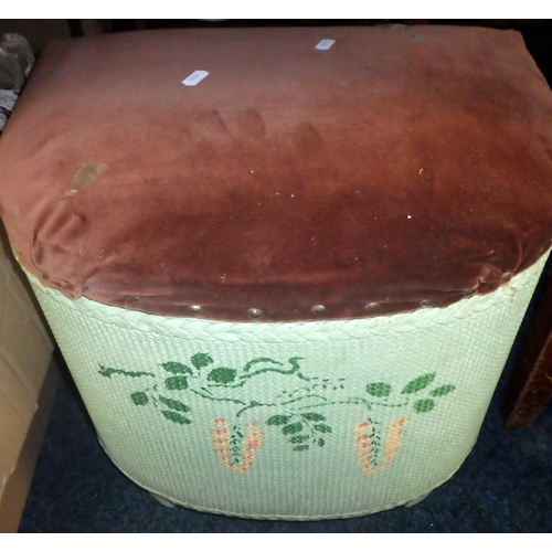 336 - A copper box, basket ware box and a qty of textiles (3)