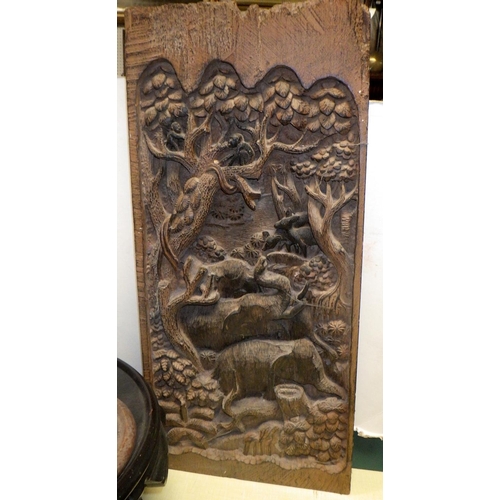 340 - An Oriental carved hardwood base together with misc stands