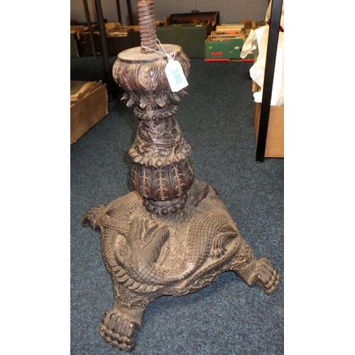 340 - An Oriental carved hardwood base together with misc stands