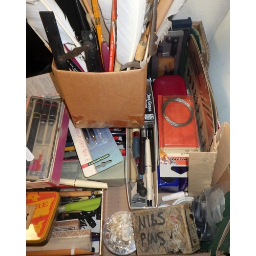 350 - A large qty of Artists materials, pens, nibs etc