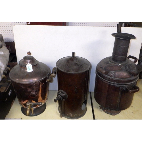 316 - Three copper stills / samovars