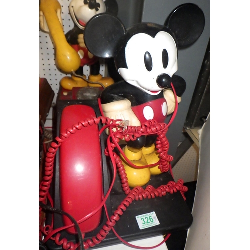 326 - A qty of Mickey Mouse phones etc, All AF