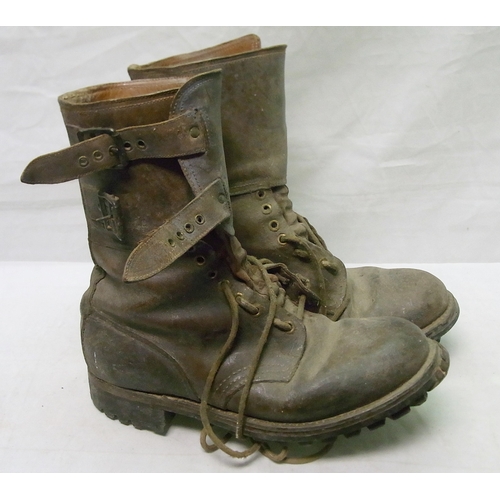 239 - A pair of French Ranger-style military / army issue double buckle boots, c1950, leather tongue inner... 