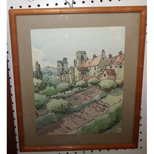 354 - Colin Lewis Don: two watercolour views of West Tanfield & Bishop Burton