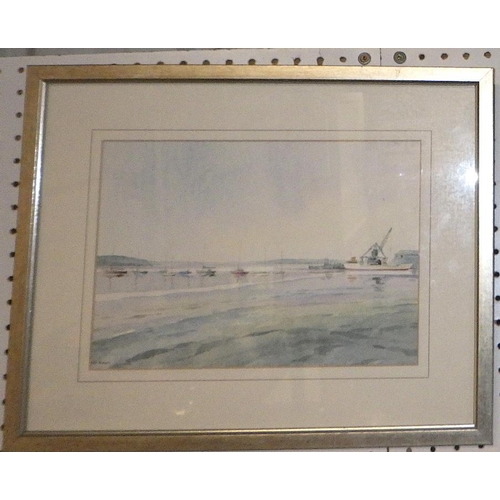 356 - Colin Lewis Don: two watercolour views of Richmond Castle & Poole Harbour