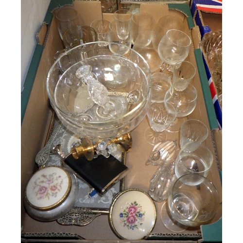 365 - Three boxes of misc glass ware, to inc decanters etc AF (3)