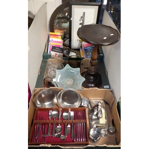 370 - A qty of misc to inc cutlery, glass ware, mirrors, maps etc (3)