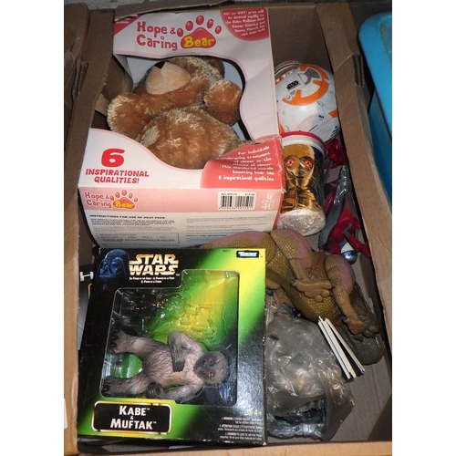 387 - A qty of misc toys to inc Star Wars together with various lamps etc