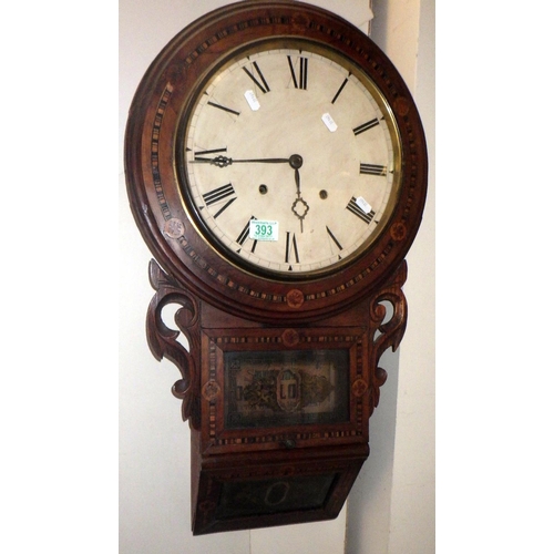 393 - A 20thC inlaid wall clock