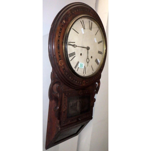 393 - A 20thC inlaid wall clock