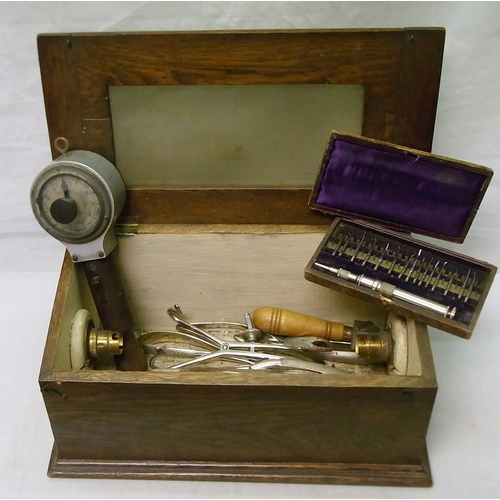 258 - A medical / dental interest collectors' lot incl a hand-held timer by X-Rays Ltd London.