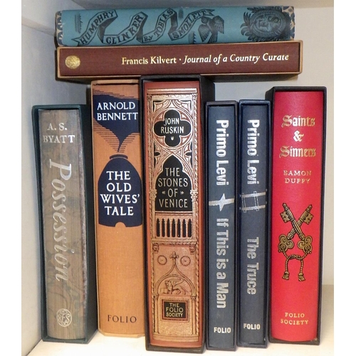 426 - Eight Folio Society publications of novels by Bennett, Duffy, Ruskin, Levi, Byatt, Kilvert and Smoll... 