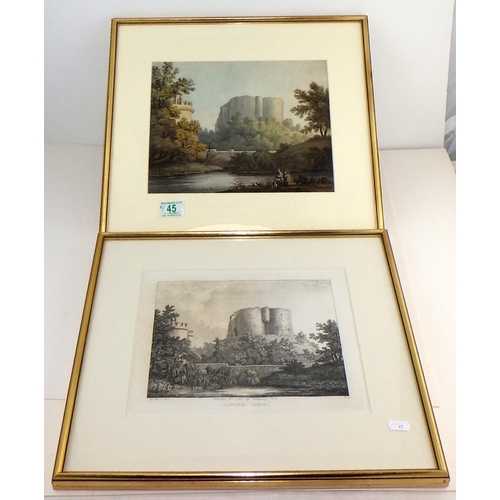 279 - A framed watercolour of Cliffords Tower York label to back reads By Joseph Halfpenny together with a... 