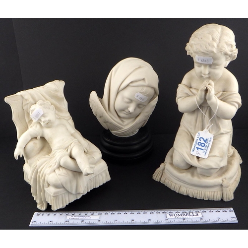 182 - A Copeland Parian ware putti together with two further Parian ware infants AF (3)