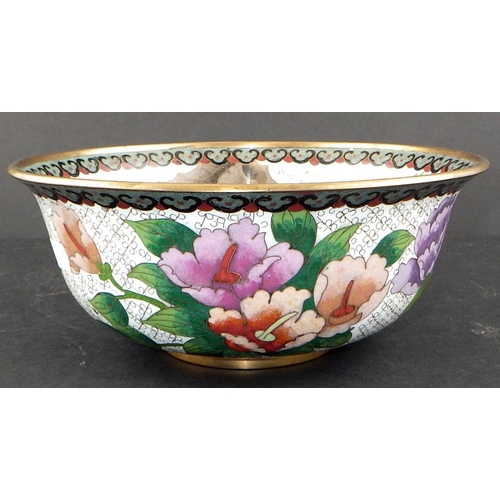 185 - A Cloisonné floral bowl 20cm diameter