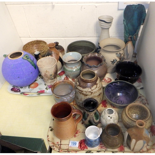 199 - A large qty of various studio pottery to inc John Leach, Simon Shaw etc