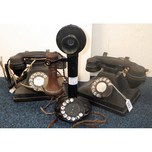 243 - Two Siemens vintage telephones together with a candlestick telephone (3)