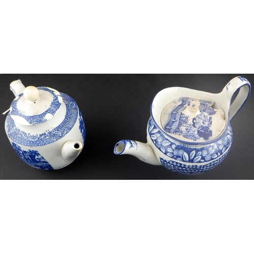 259 - A group of four various Blue & White early 19thC tea pots AF (4)