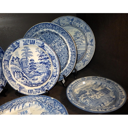269 - A large qty of 18thC and later blue & white plates etc AF (qty)