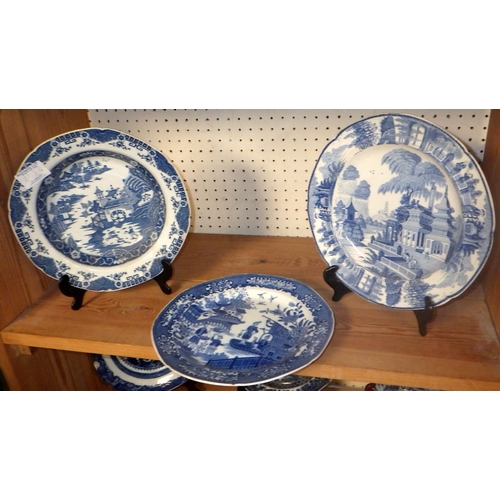 273 - A group of nine 18thC and later blue and white plates all AF (9)