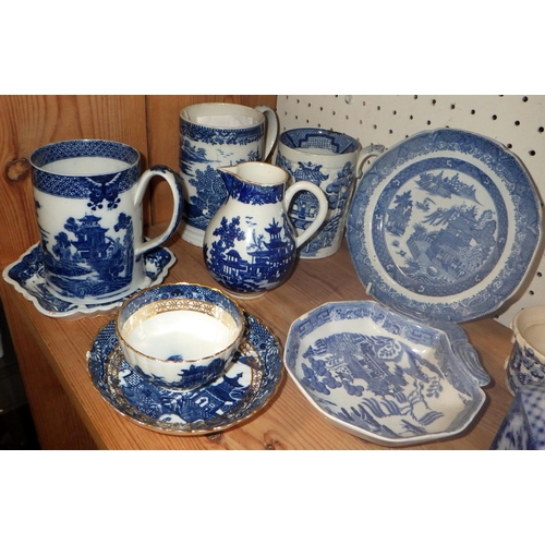 274 - A group of 18thC and later blue and white ceramics all AF (qty)