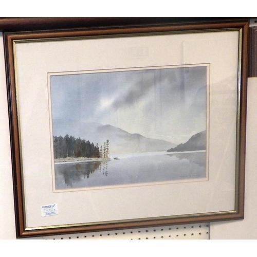283 - James Hurley landscape watercolour together with Margaret A Greaves lake scene watercolour and a Joh... 
