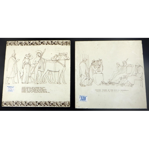 328 - Two large pottery tiles, Ulysses both made in Newcastle Upon Tyne