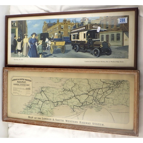 288 - Three railway prints and a railway map (4)