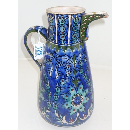 125 - A Palestine Isnik style jug, af repairs staples to spout