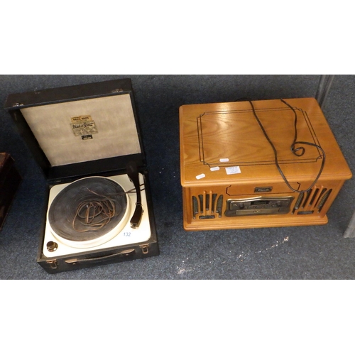 132 - A Plus-a Gram junior B cased record player together with a modern record player (2)