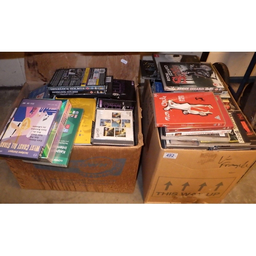 492 - Two boxes of Dvds & Cds (2)