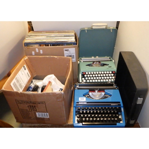 500 - A Smith-Corona typewriter, Silver Reed typewriter and a qty of Lps (4)