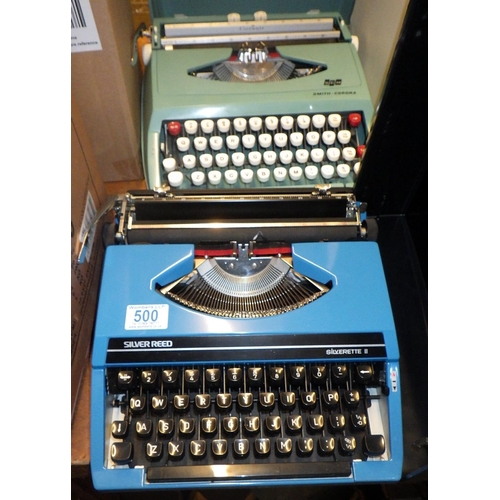 500 - A Smith-Corona typewriter, Silver Reed typewriter and a qty of Lps (4)