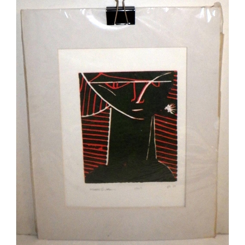 150 - Keith Gretton:  Head, woodcut print on paper, 2/8, dated 2002.  23 x 31.5cm within mount