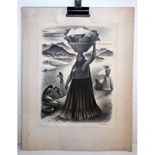 151 - Miguel Covarrubias: a Mexican country scene, lithograph on paper, signed in pencil.  Sheet 40.5 x 31... 